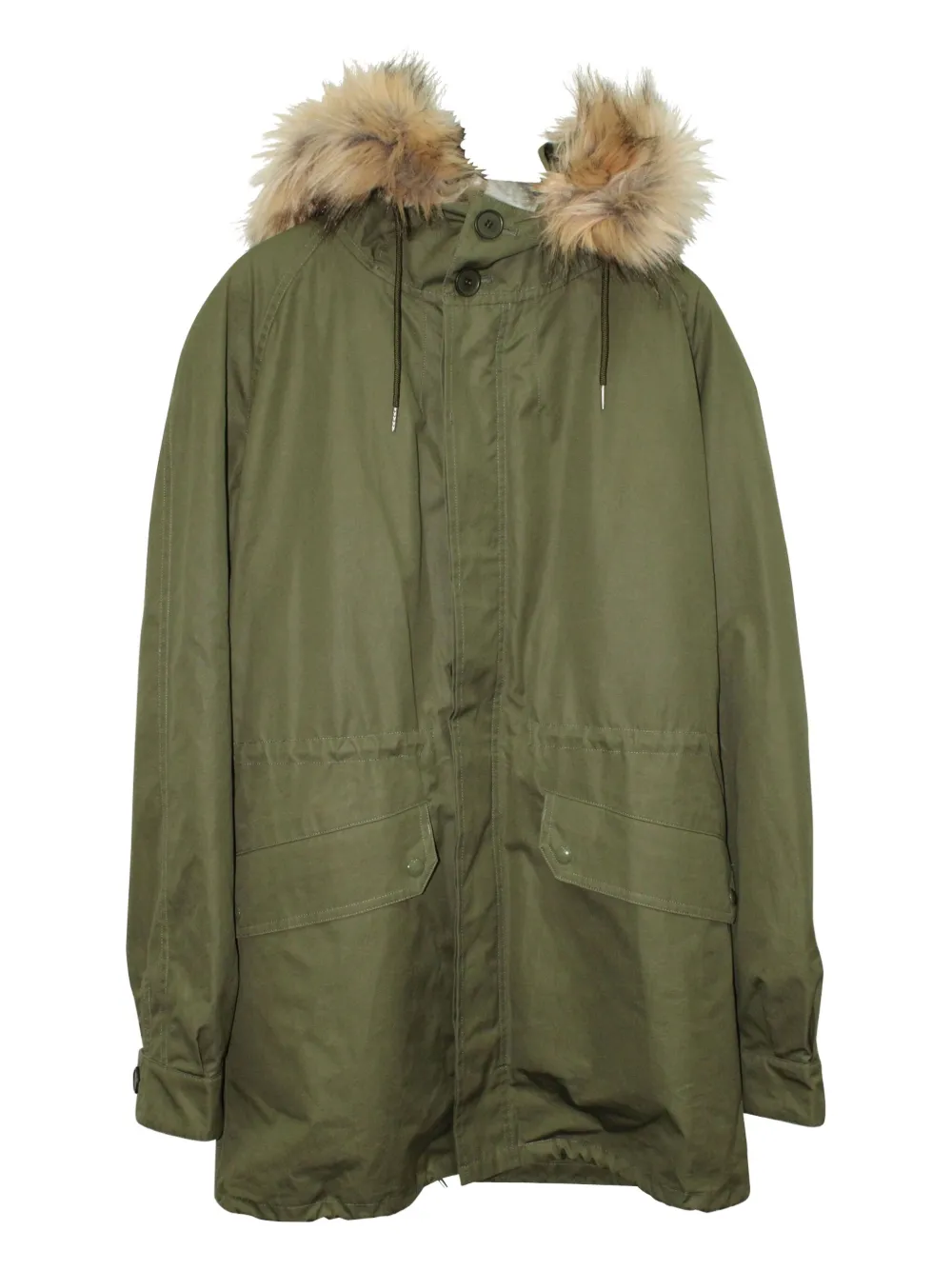 Pre-owned Sandro Faux-fur Parka In Green