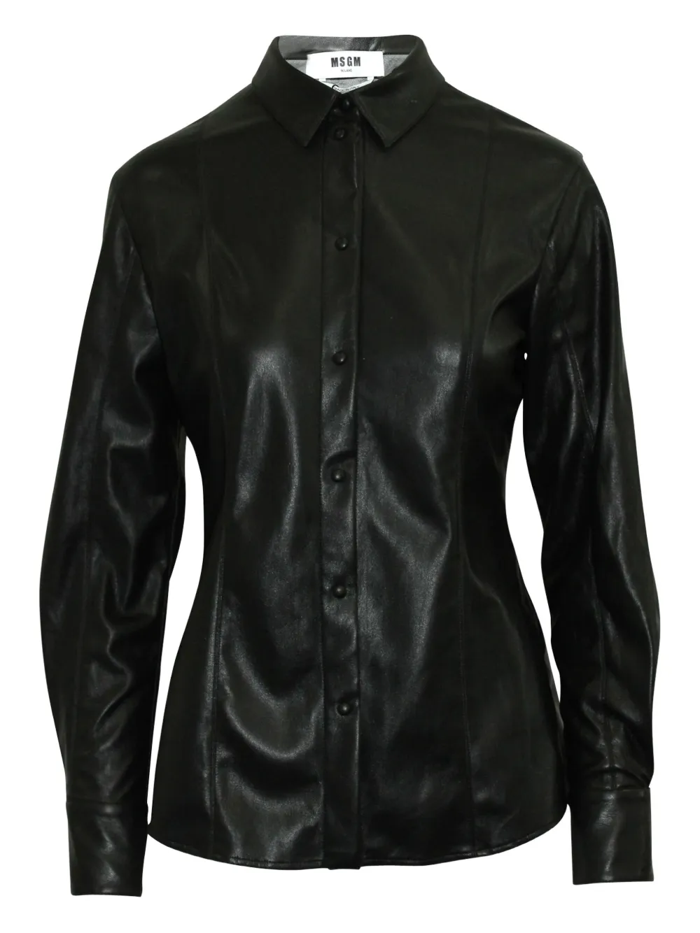 MSGM faux-leather buttoned shirt | Black | Image 1