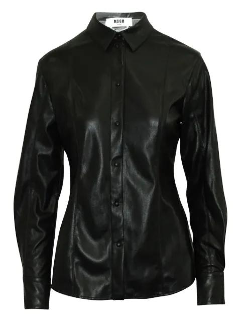 MSGM faux-leather buttoned shirt