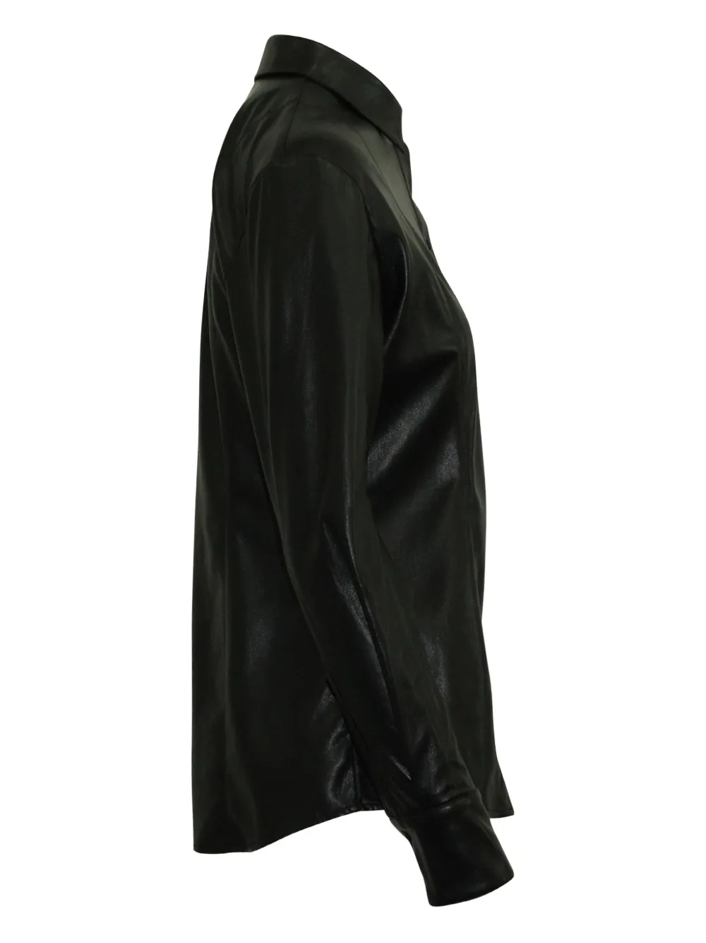 Pre-owned Msgm Faux-leather Buttoned Shirt In Black