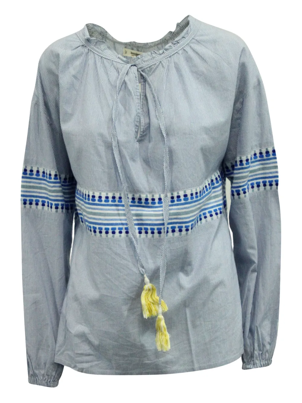 lemlem striped embroidered blouse | Blue | Image 1