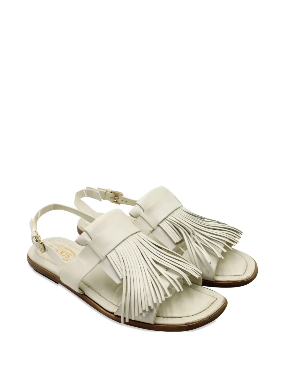 Tod's Vintage fringed slingback sandals - Wit