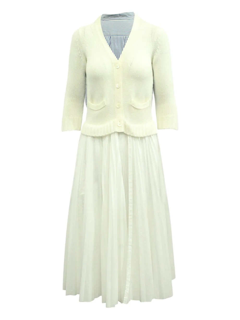NIKE x SACAI knitted pleated maxi dress | White | Image 1