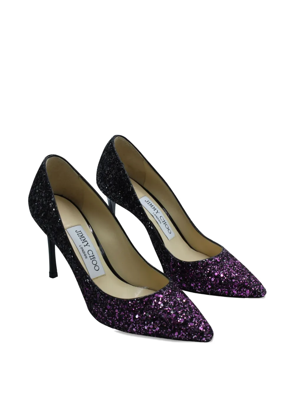 Jimmy Choo Pre-Owned 100mm Romy glitter point-toe pumps - Paars