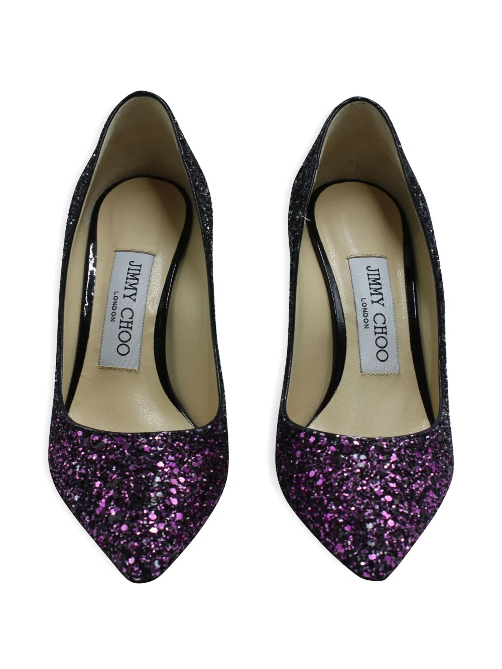 Pre-owned Jimmy Choo 100mm Romy Glitter Point-toe Pumps In Purple