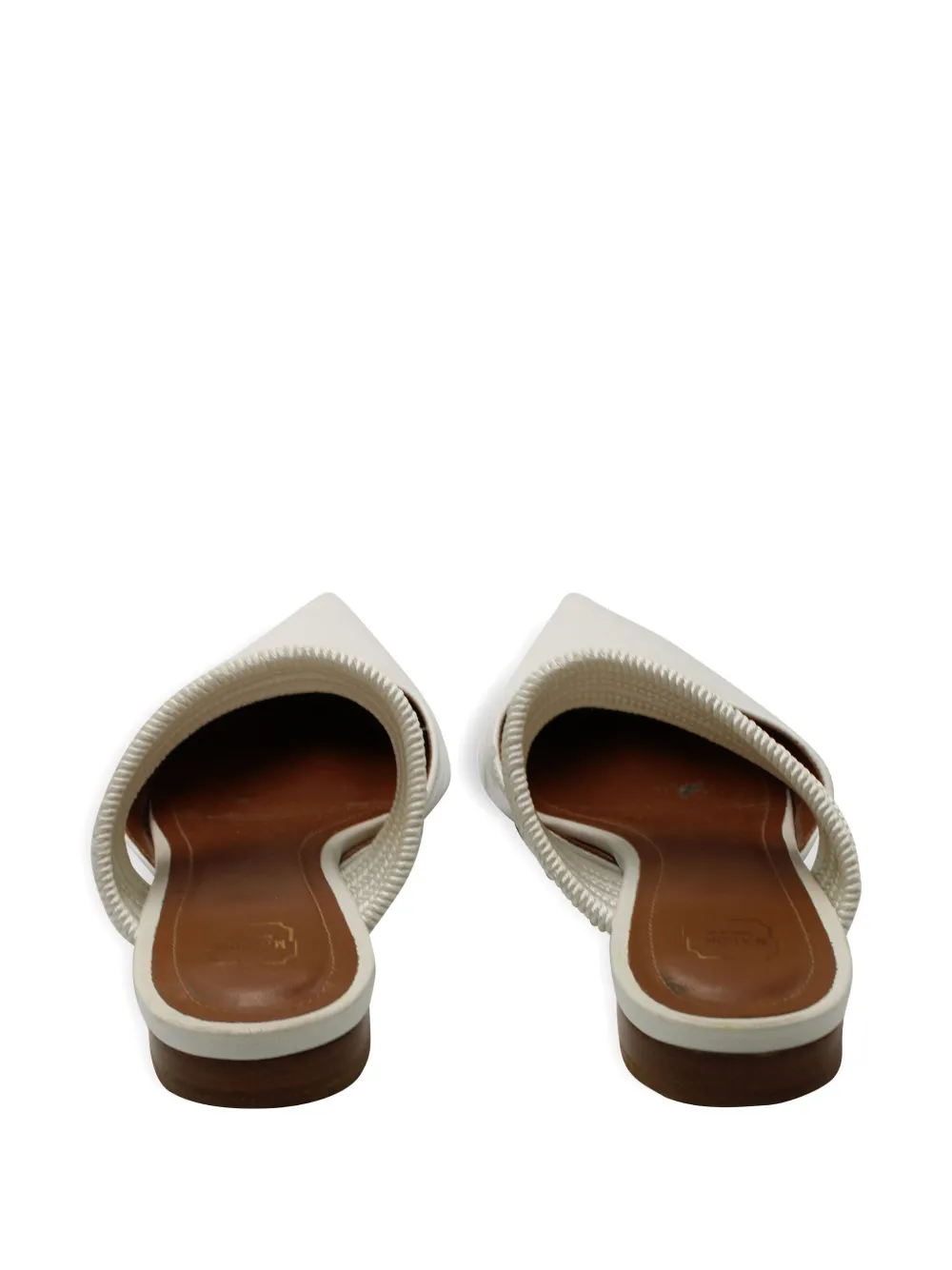 Pre-owned Malone Souliers Maisie Pointed-toe Braided-detail Mules In White