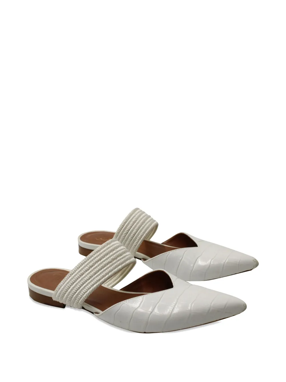 Malone Souliers Maisie pointed-toe braided-detail mules - Wit