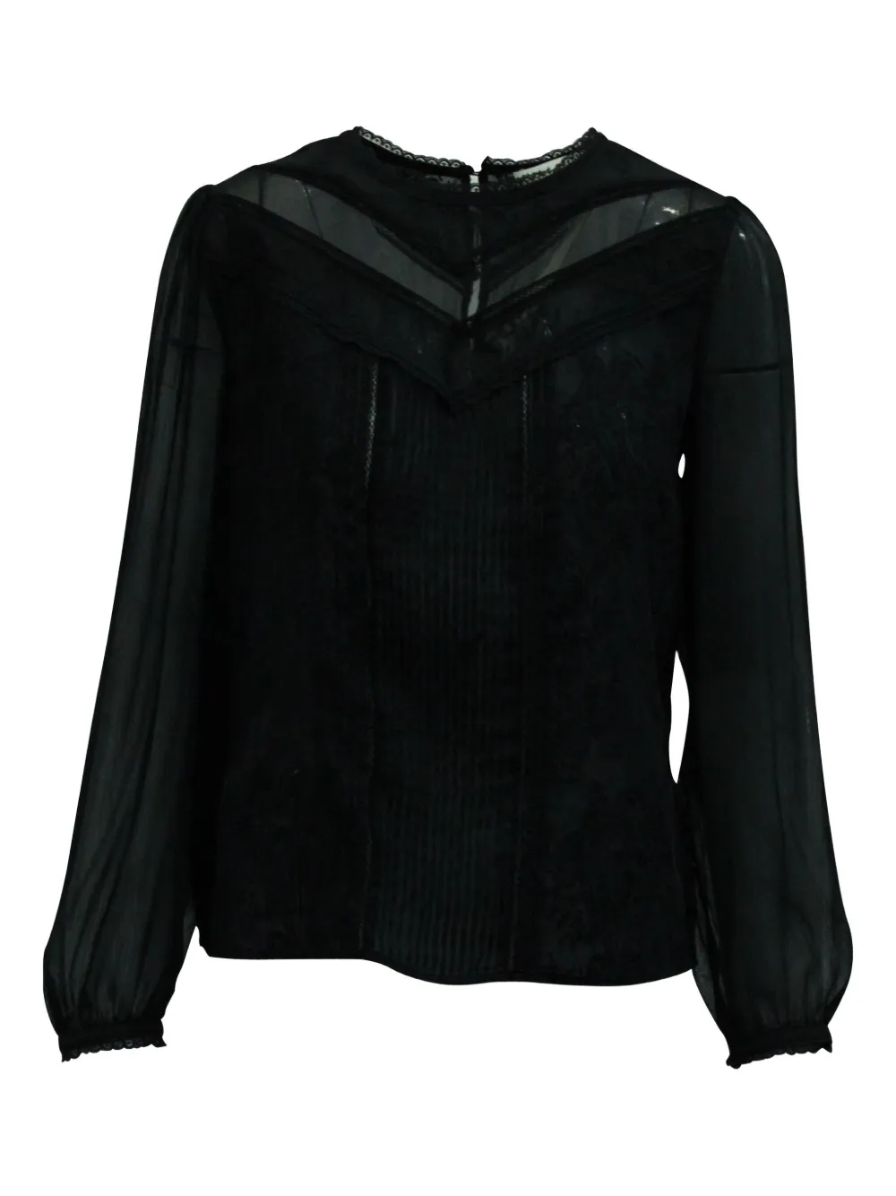 Pre-owned Alice And Olivia Long Sleeve Laced Blouse In Black