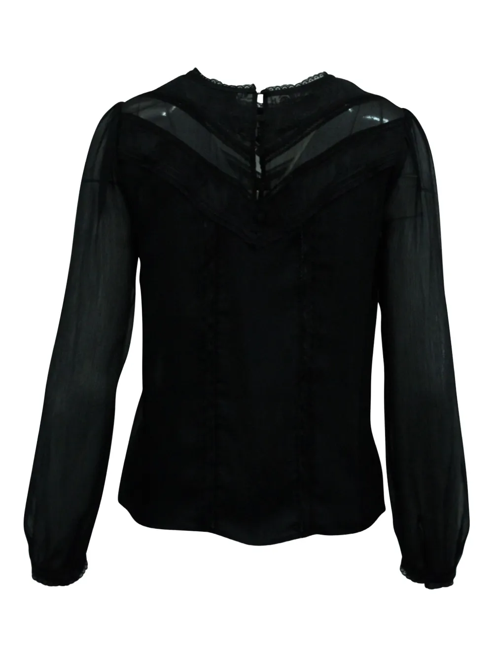 Pre-owned Alice And Olivia Long Sleeve Laced Blouse In Black