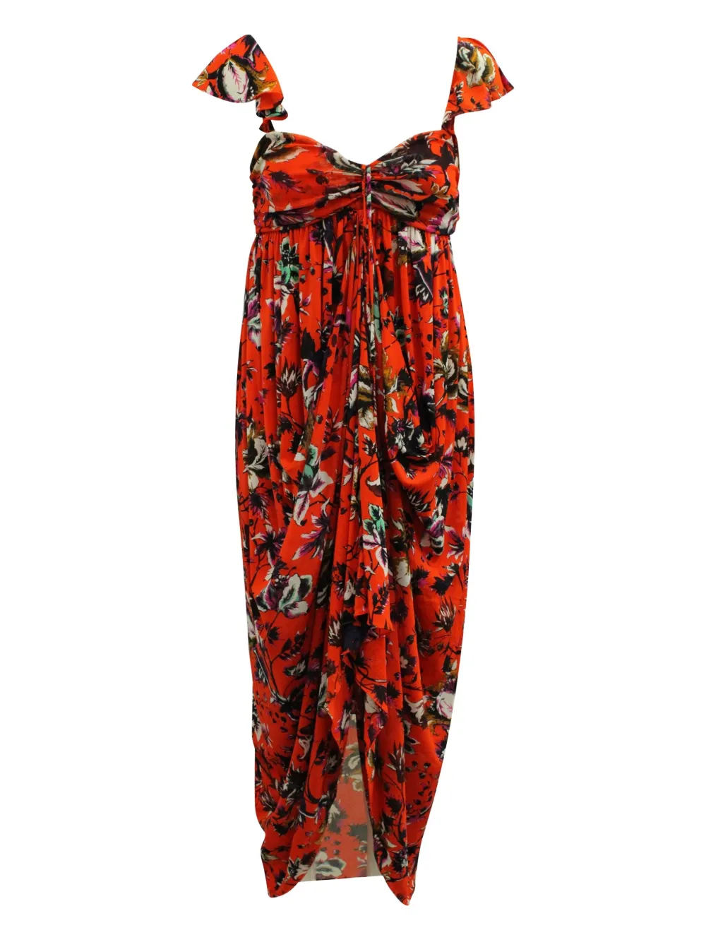 DVF Diane von Furstenberg floral-print draped dress | Orange | Image 1
