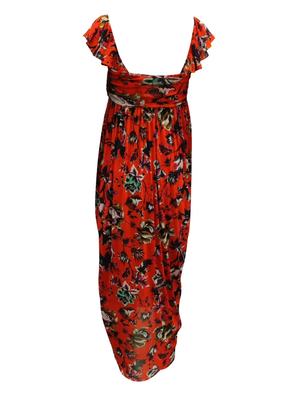 DVF Diane von Furstenberg floral-print draped dress - Oranje