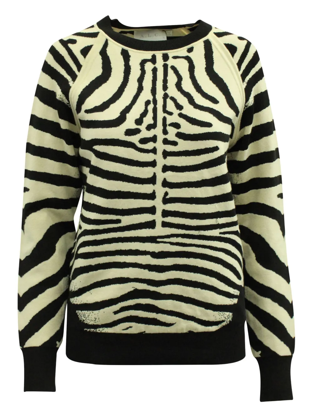 A.L.C. Rizzou zebra-print raglan-sleeve sweatshirt | Black | Image 1