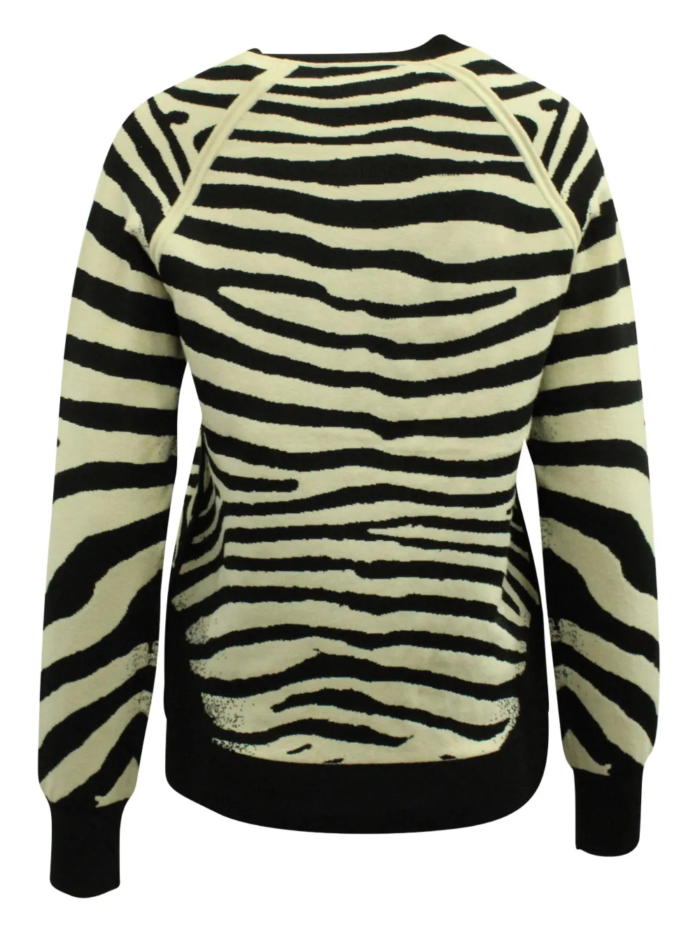 Pre-owned A.l.c Rizzou Zebra-print Raglan-sleeve Sweatshirt In Black