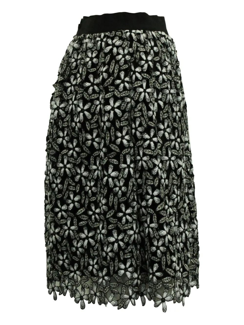 Pre-owned Self-portrait Guipure-lace Mini Skirt In Black
