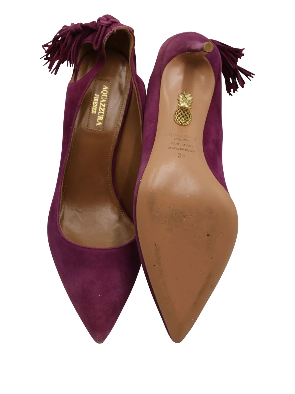 Pre-owned Aquazzura Forever Marilyn Tassel Pumps In Purple