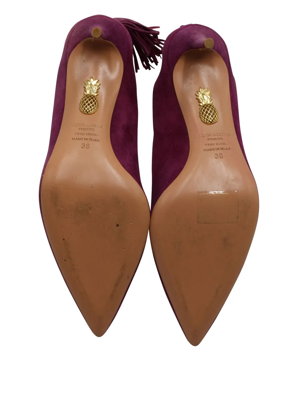 Pre-owned Aquazzura Forever Marilyn Tassel Pumps In Purple