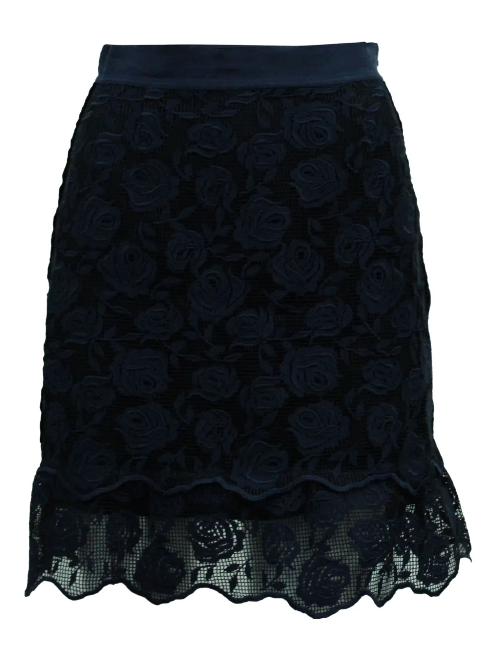 SANDRO rose-pattern lace mini skirt - Blauw