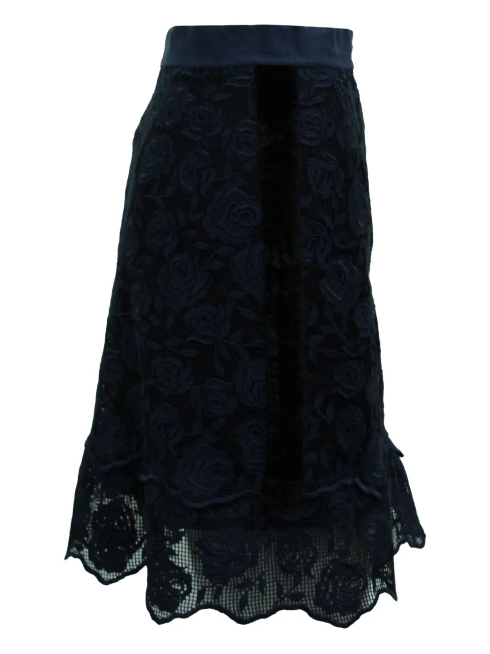 Pre-owned Sandro Rose-pattern Lace Mini Skirt In Blue