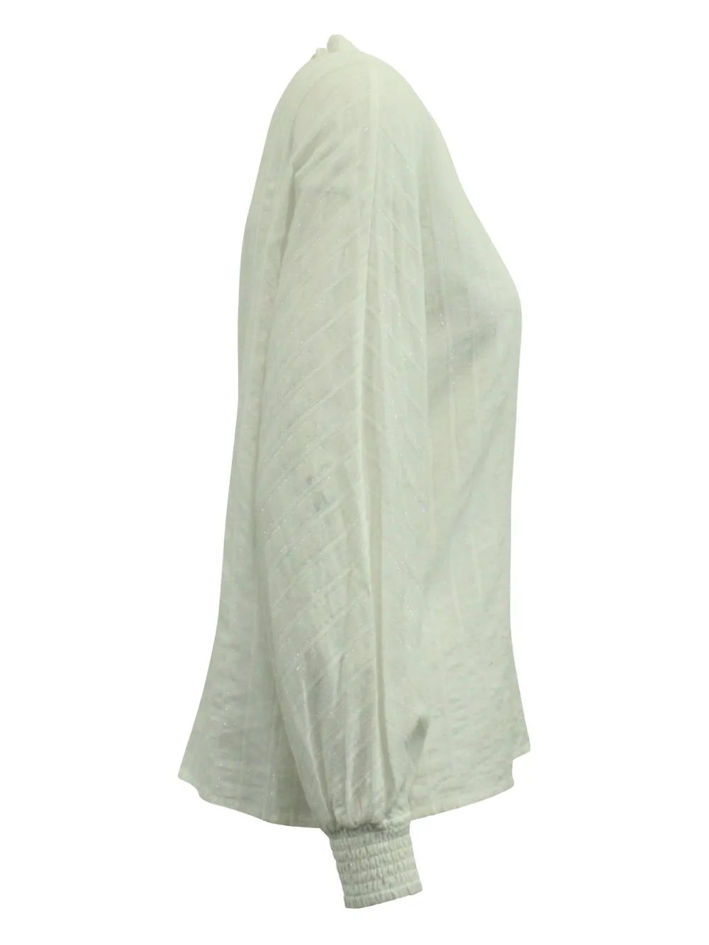 Pre-owned Maje Lace Smocked-sleeve Blouse In Neutral