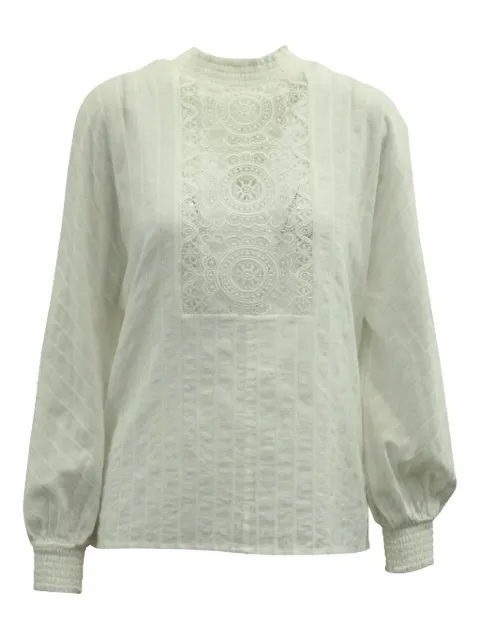 Maje blusa de encaje con mangas fruncidas