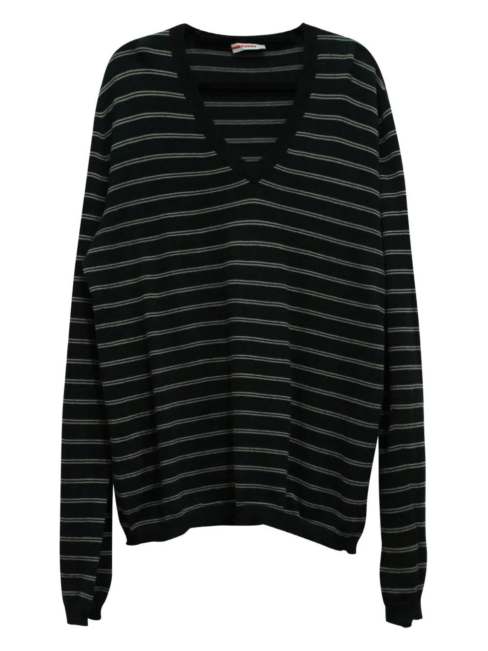 Prada Pre-Owned striped V-neck sweater | Black | Image 1