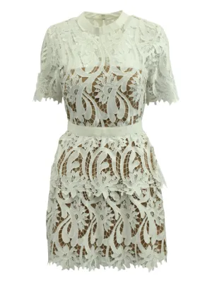Self-Portrait Lace crystal-embellished Mini Dress | White | FARFETCH