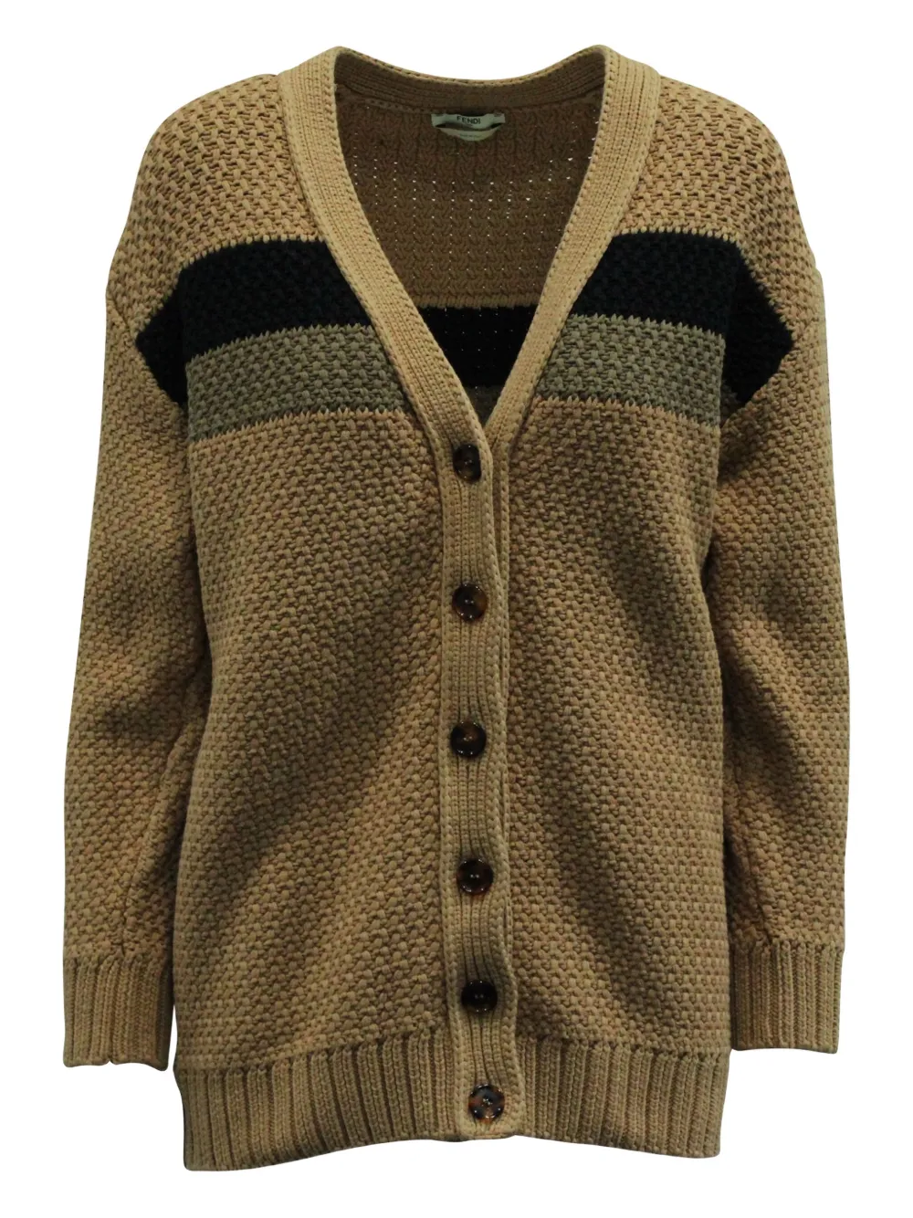 Fendi Pre-Owned stripe-detail cardigan | Brown | Image 1