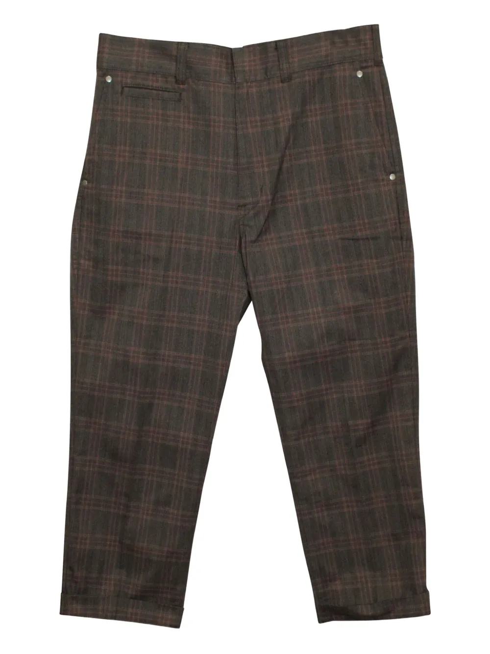 Junya Watanabe MAN plaid-pattern cotton trousers | Brown | Image 1