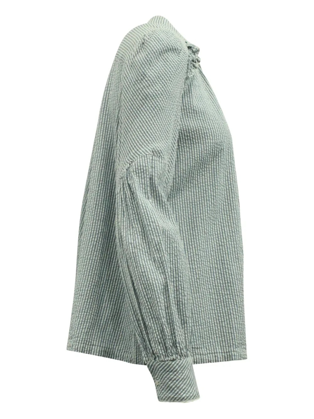 Pre-owned Ba&sh Striped Ruffled Blouse In Gray