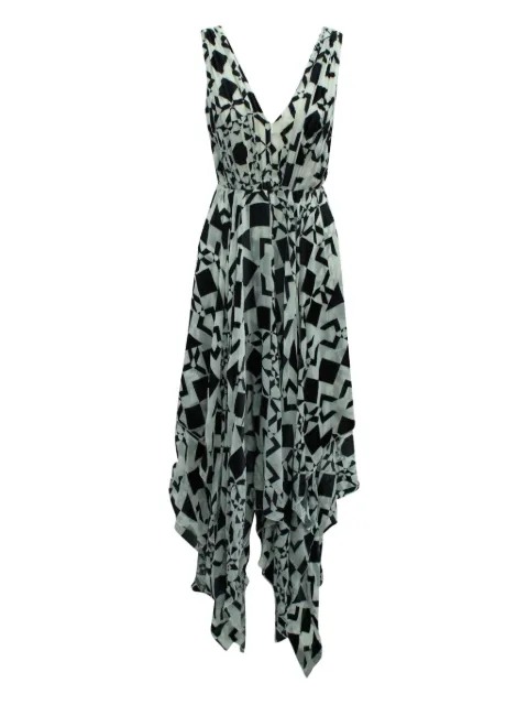 alice + olivia abstract-print asymmetrical dress