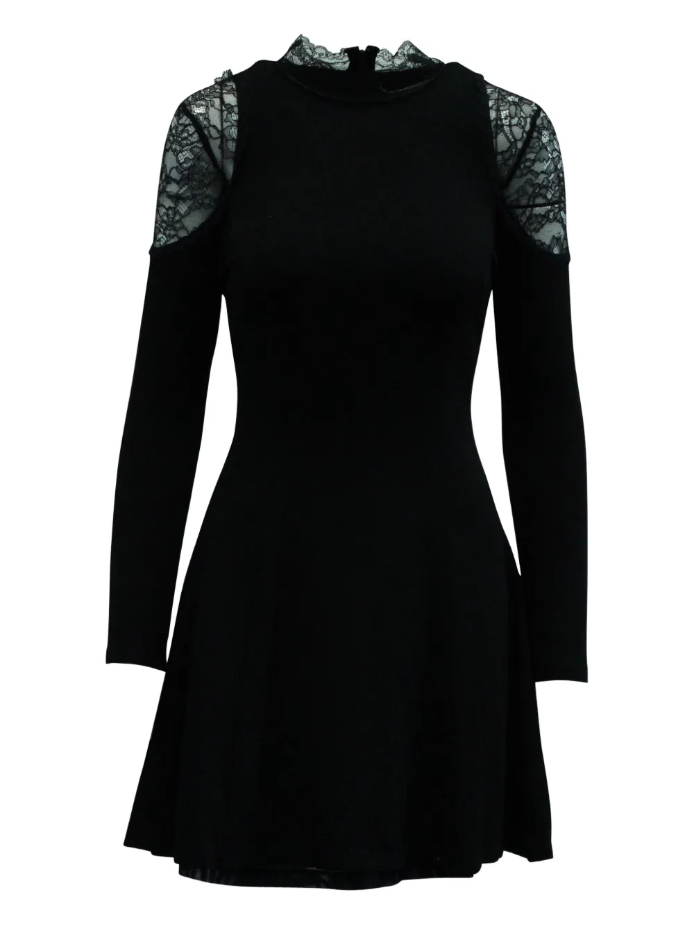 alice + olivia  lace-collar long-sleeved dress | Black | Image 1