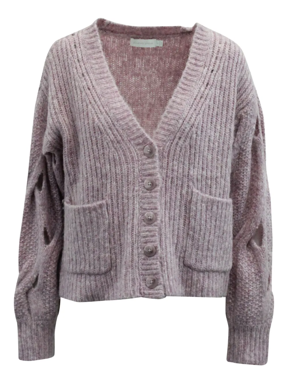 Pre-owned Simkhai Cable-knit Pocket Cardigan In Pink