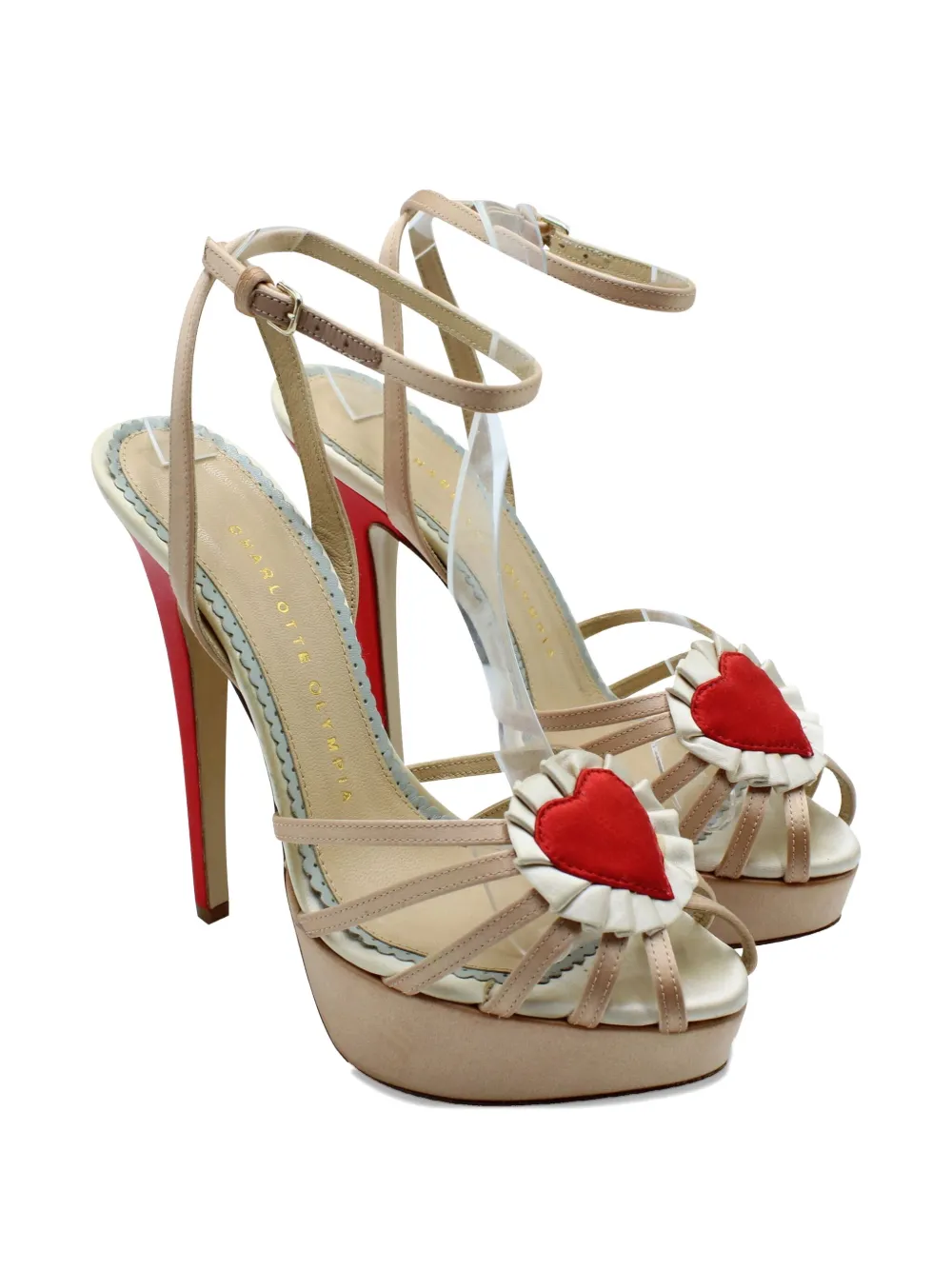 Charlotte Olympia 150mm Forever heart-embellishment platform sandals - Beige