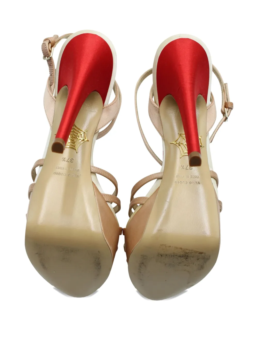 Pre-owned Charlotte Olympia 150mm Forever Heart-embellishment Platform Sandals In Neutral