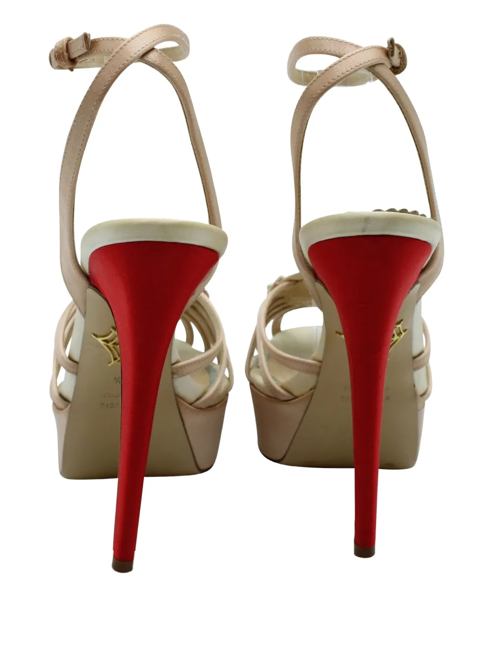 Pre-owned Charlotte Olympia 150mm Forever Heart-embellishment Platform Sandals In Neutral