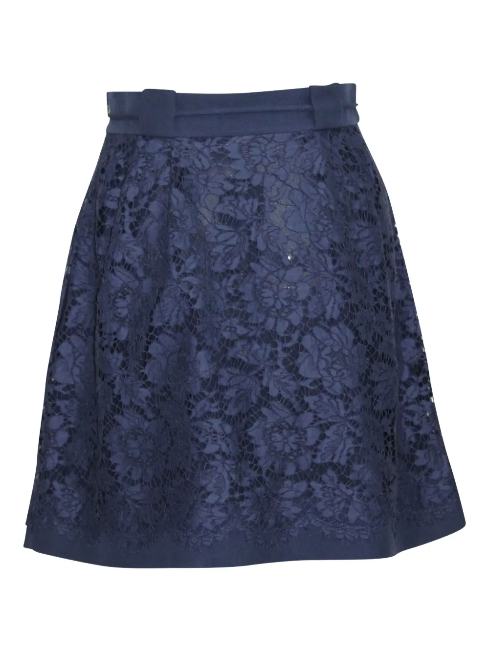 Valentino Garavani Pre-Owned gathered-detail lace skirt - Blauw
