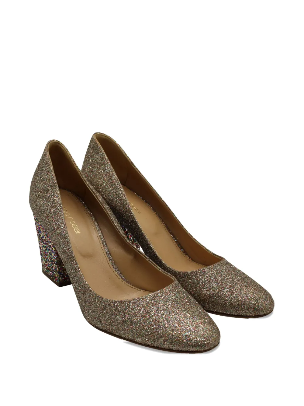 Sergio Rossi Vintage glitter block-heel pumps - Bruin