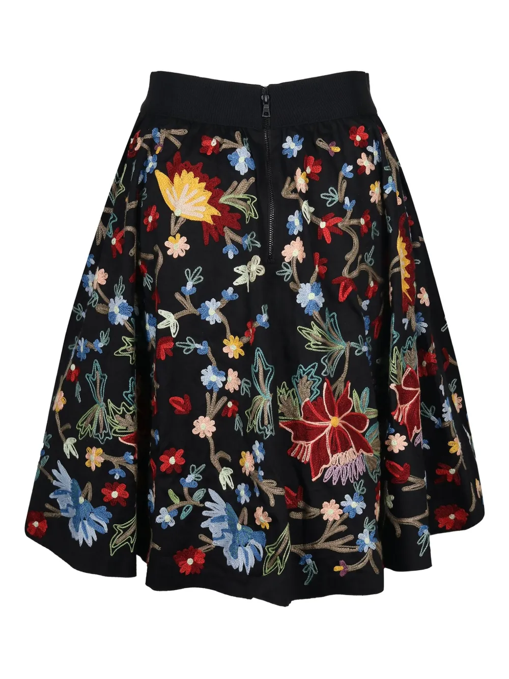 Alice + olivia floral-embroidered midi skirt - Zwart