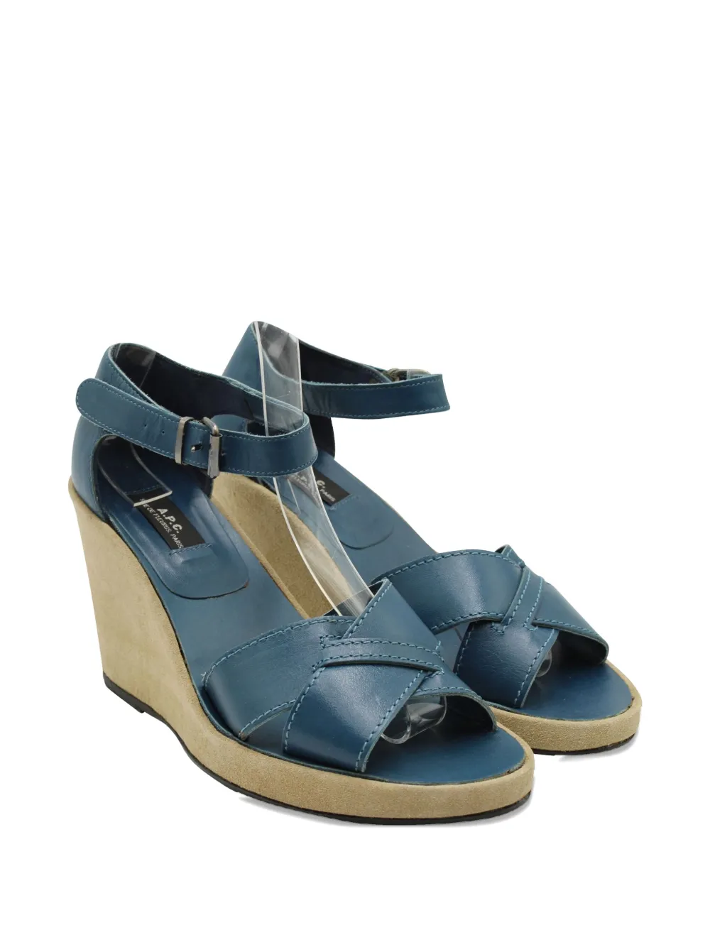 A.P.C. cross-straps wedge sandals - Blauw