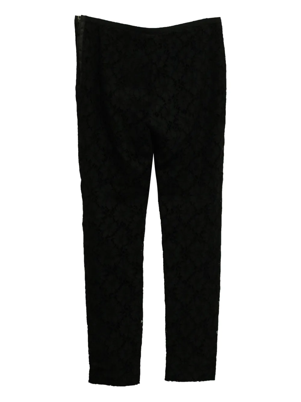 Pre-owned Valentino Zip-detail Lace Trousers In Black