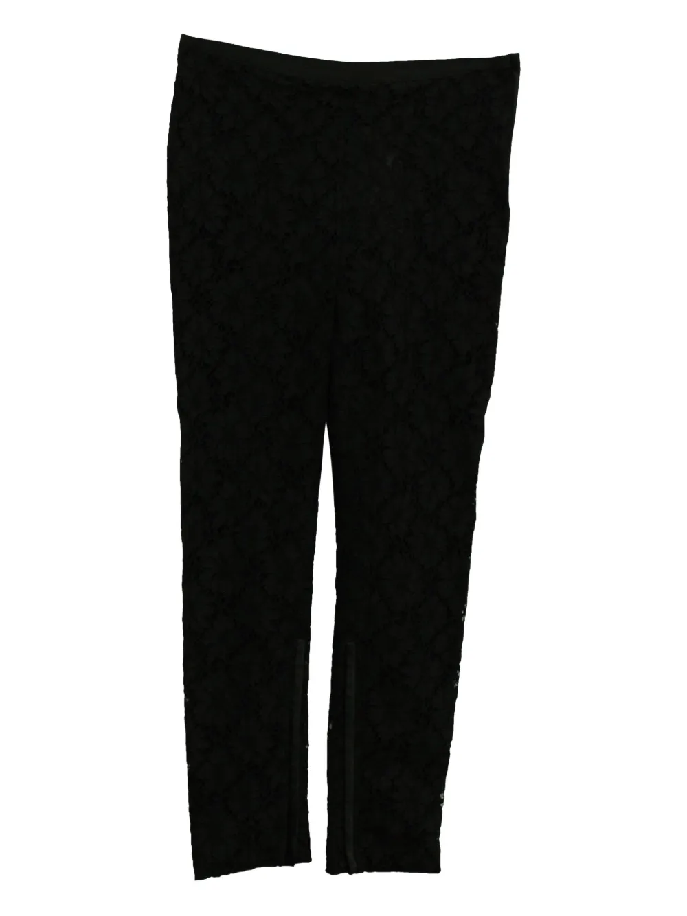 Pre-owned Valentino Zip-detail Lace Trousers In Black