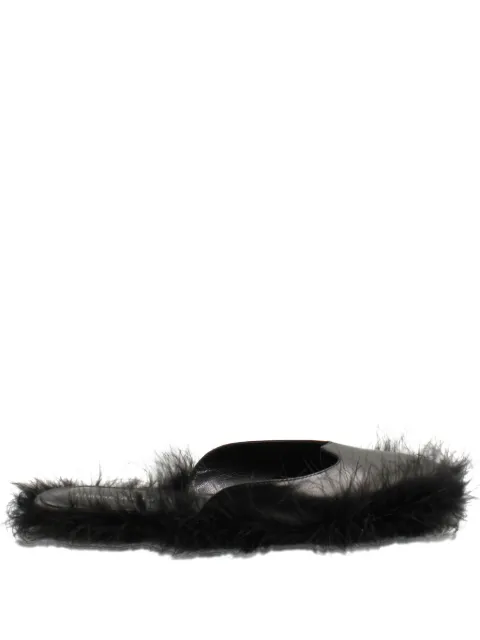 Simone Rocha feather-trim leather slides