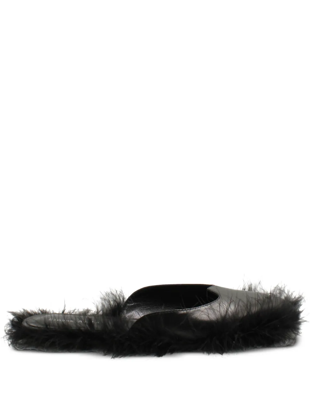 Simone Rocha feather-trim leather slides | Black | Image 1