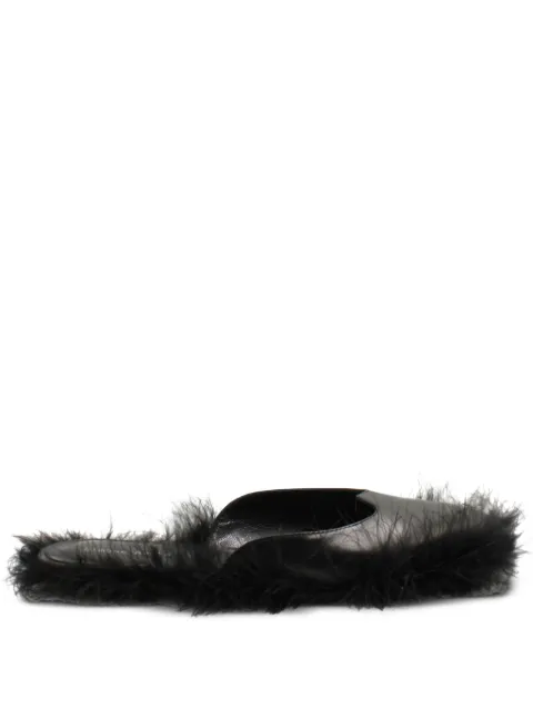Simone Rocha sandalias de piel con ribete de plumas