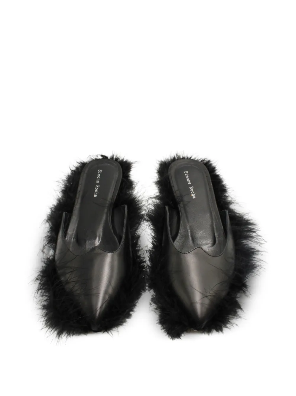 Simone Rocha feather-trim leather slides | Image 2