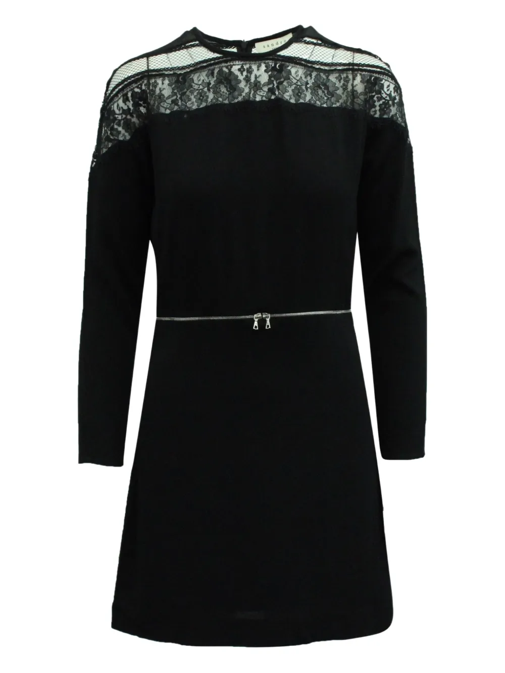 SANDRO  lace-insert zip-detail mini dress | Black | Image 1