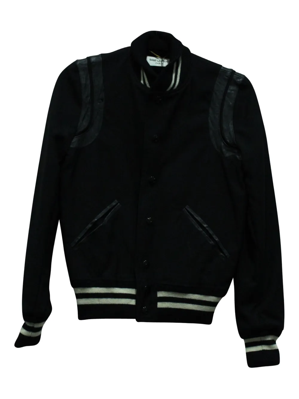 Pre-owned Saint Laurent Wool Bomber Jacket In Black
