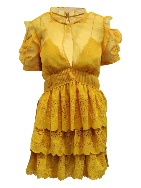 Self-Portrait embroidered tiered mini dress