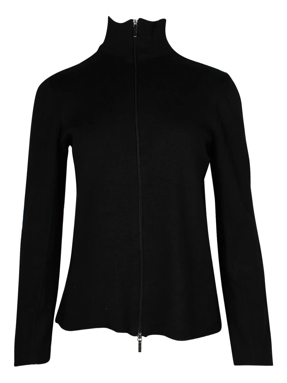 Pre-owned Max Mara Mock-neck Zip-up Cardigan In Black