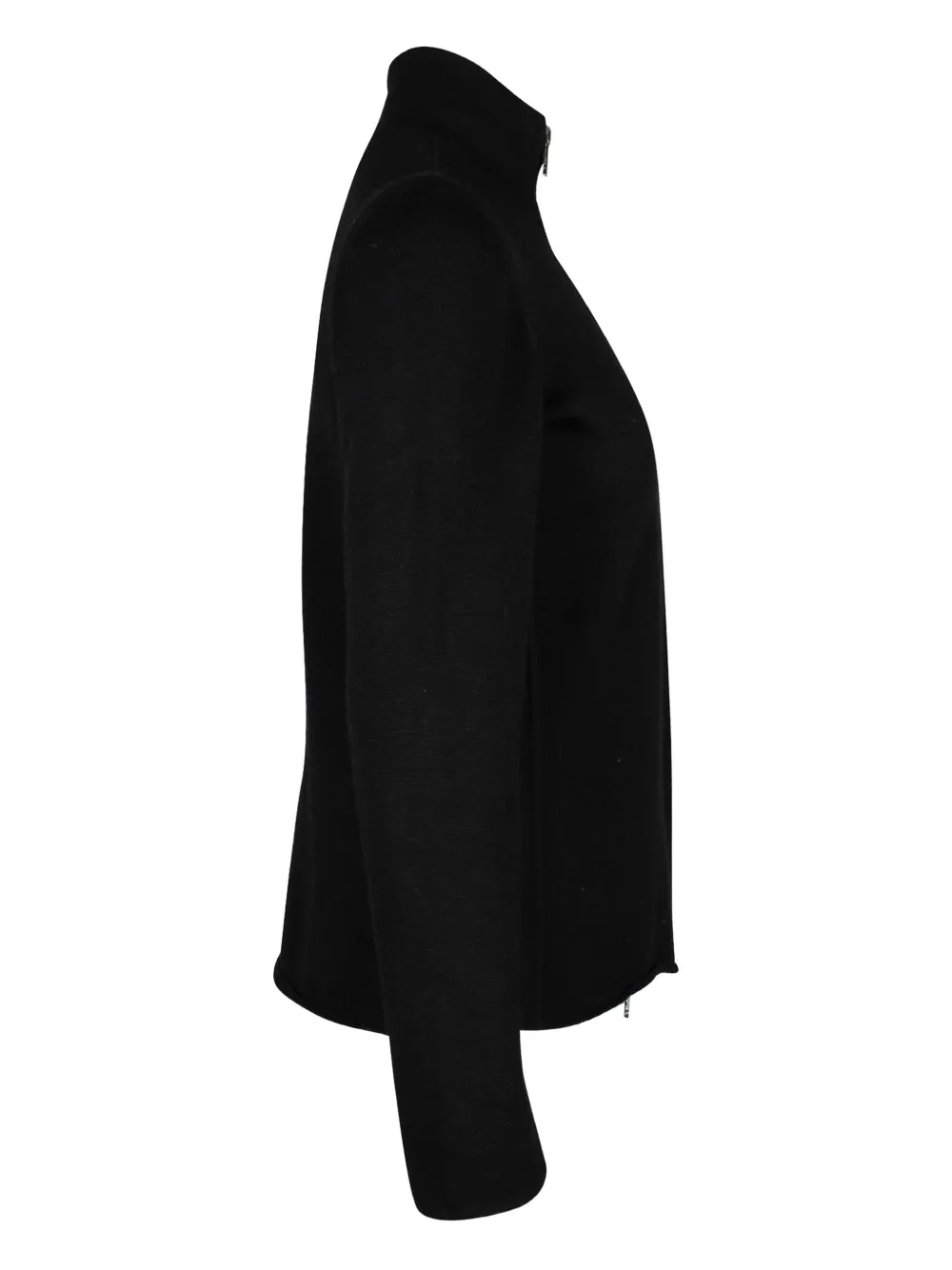 Pre-owned Max Mara Mock-neck Zip-up Cardigan In Black